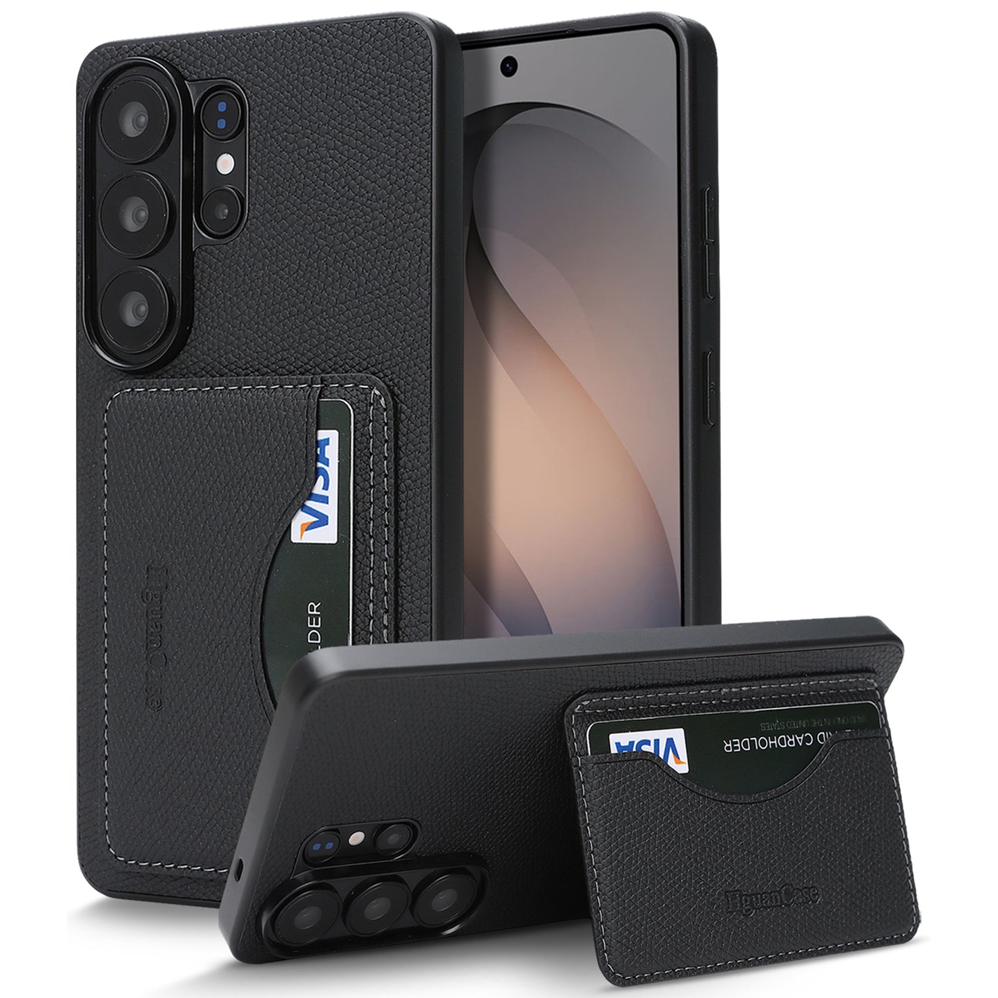 For Samsung Galaxy S25 Ultra HGUANCASE Case Vintage Leather TPU Phone Cover with Magnetic Card Holder Kickstand