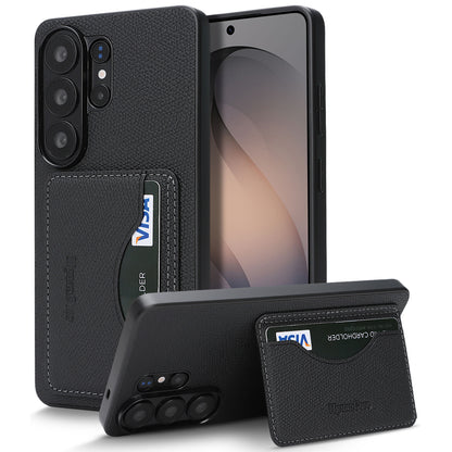 For Samsung Galaxy S25 Ultra HGUANCASE Case Vintage Leather TPU Phone Cover with Magnetic Card Holder Kickstand