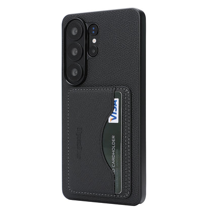 For Samsung Galaxy S25 Ultra HGUANCASE Case Vintage Leather TPU Phone Cover with Magnetic Card Holder Kickstand