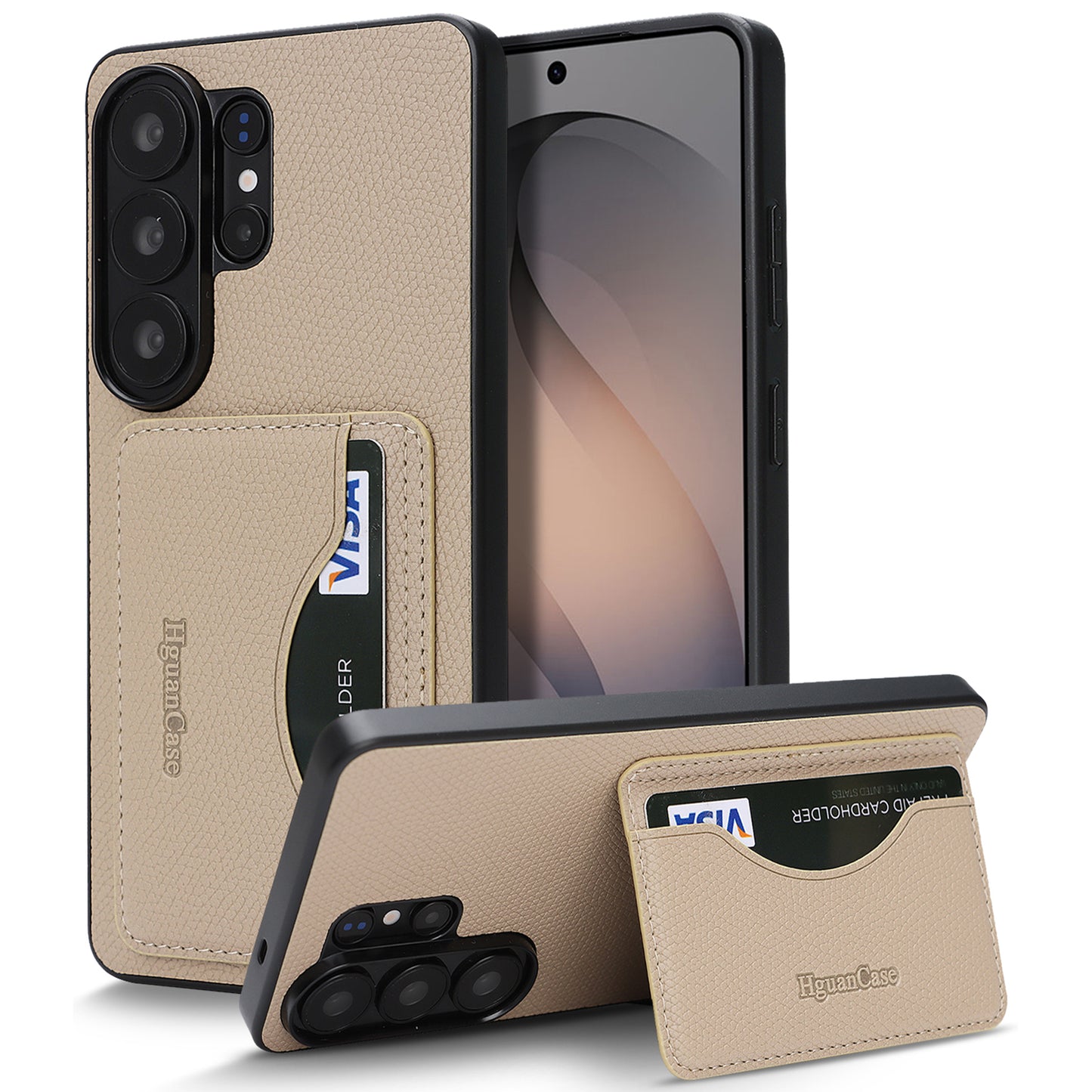 For Samsung Galaxy S25 Ultra HGUANCASE Case Vintage Leather TPU Phone Cover with Magnetic Card Holder Kickstand