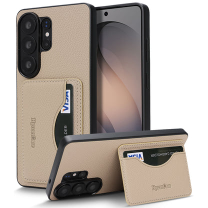 For Samsung Galaxy S25 Ultra HGUANCASE Case Vintage Leather TPU Phone Cover with Magnetic Card Holder Kickstand