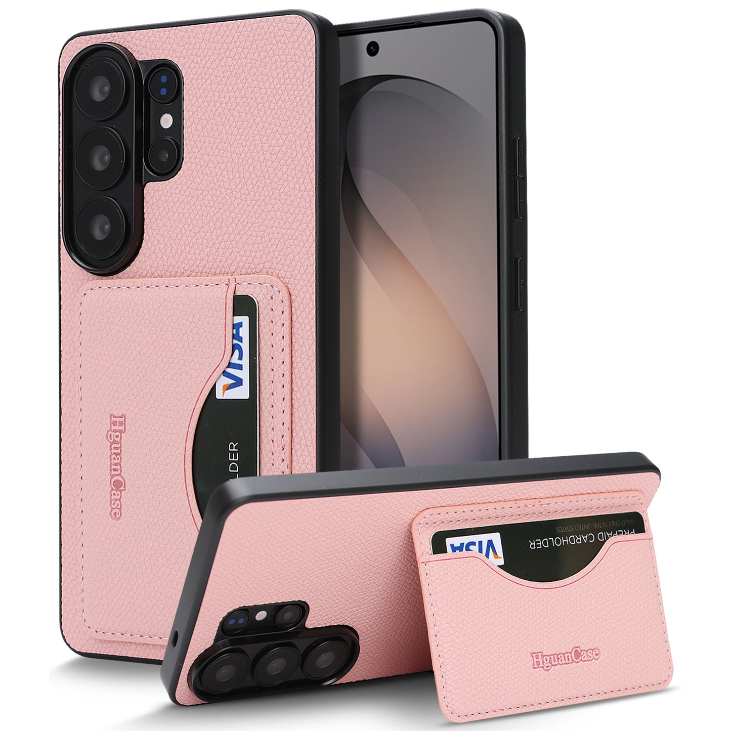 For Samsung Galaxy S25 Ultra HGUANCASE Case Vintage Leather TPU Phone Cover with Magnetic Card Holder Kickstand