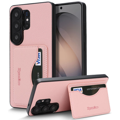 For Samsung Galaxy S25 Ultra HGUANCASE Case Vintage Leather TPU Phone Cover with Magnetic Card Holder Kickstand