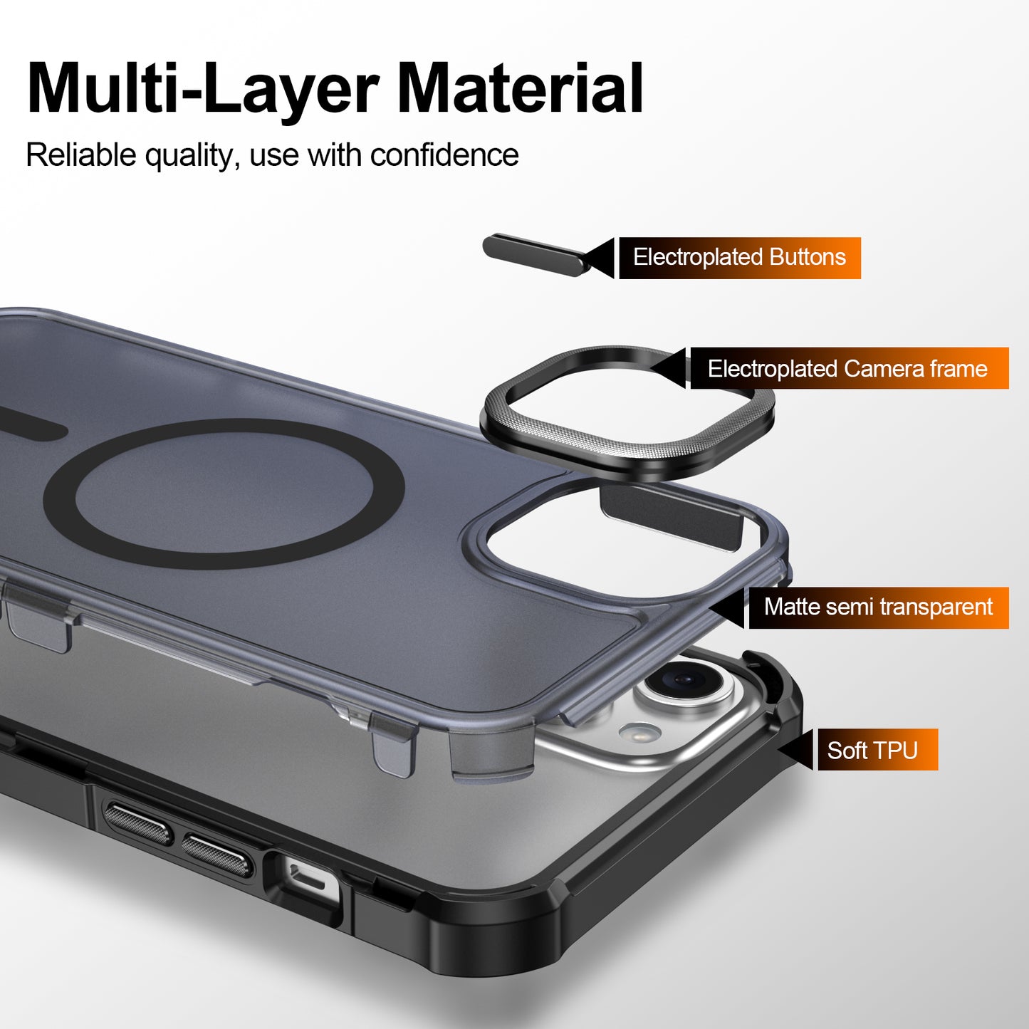 For iPhone 15 Plus Magnetic Case Electroplated Frame Skin-touch TPU+PC Phone Cover