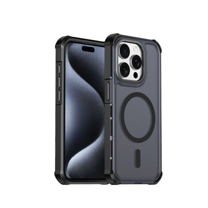 For iPhone 15 Pro Magnetic Case Electroplated Frame Skin-touch TPU+PC Phone Cover