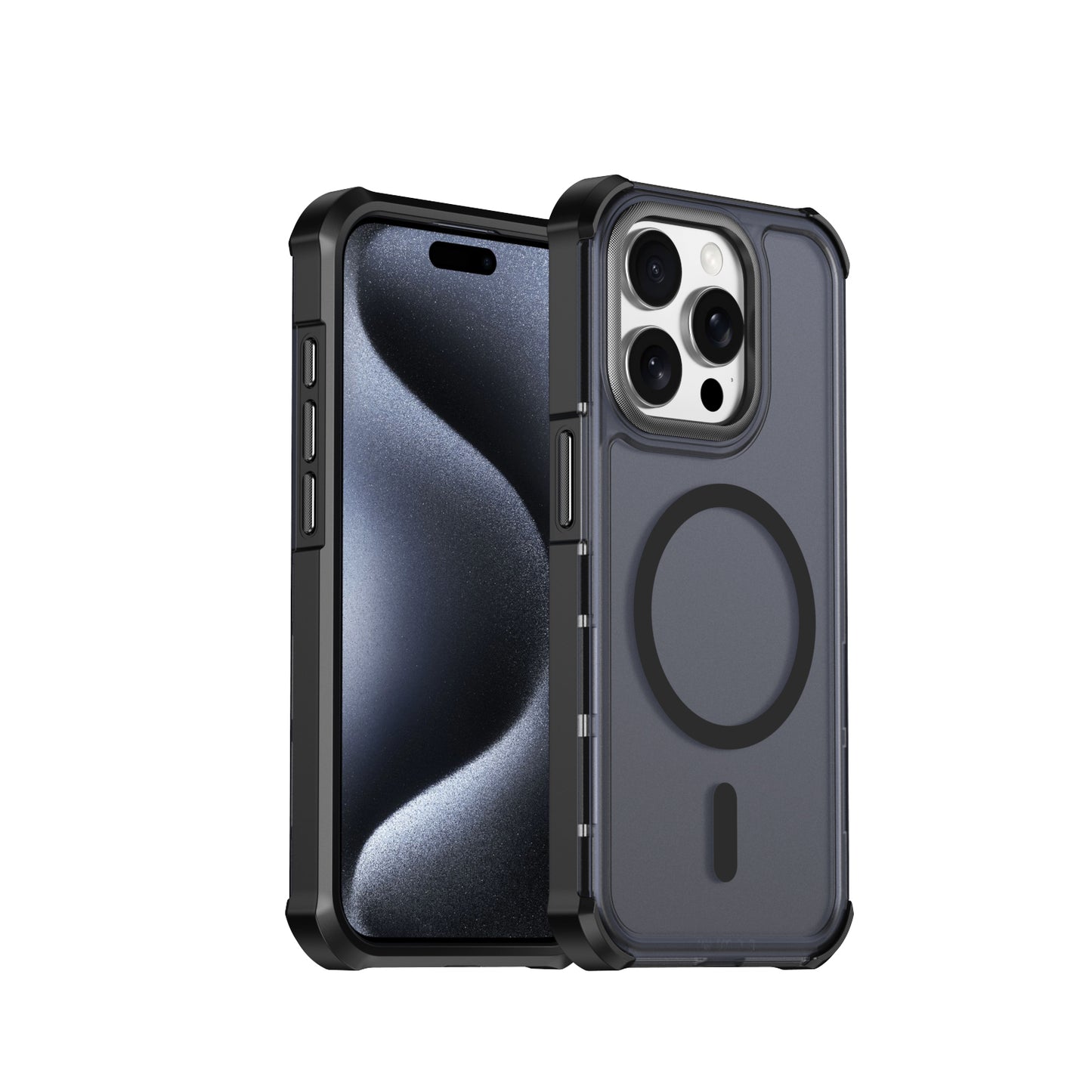 For iPhone 15 Pro Magnetic Case Electroplated Frame Skin-touch TPU+PC Phone Cover