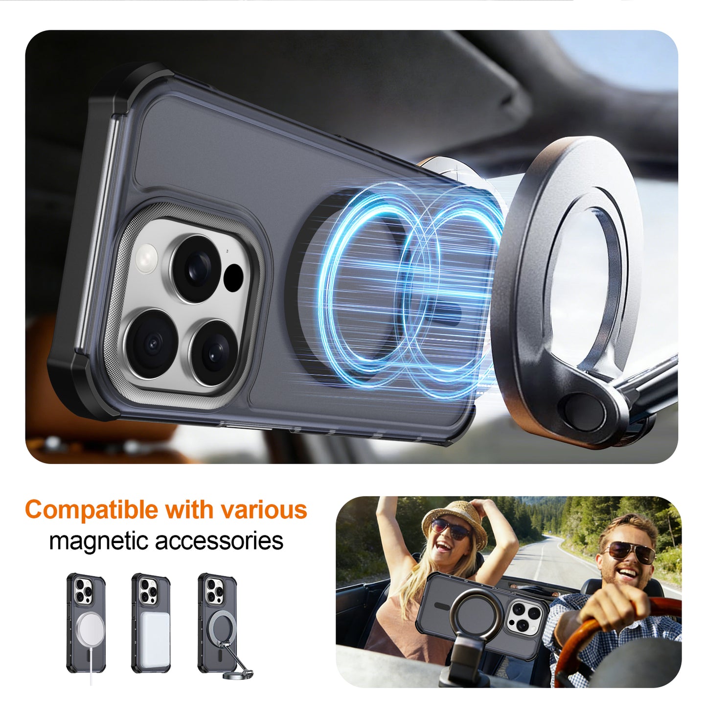 For iPhone 15 Pro Magnetic Case Electroplated Frame Skin-touch TPU+PC Phone Cover