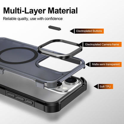 For iPhone 15 Pro Magnetic Case Electroplated Frame Skin-touch TPU+PC Phone Cover
