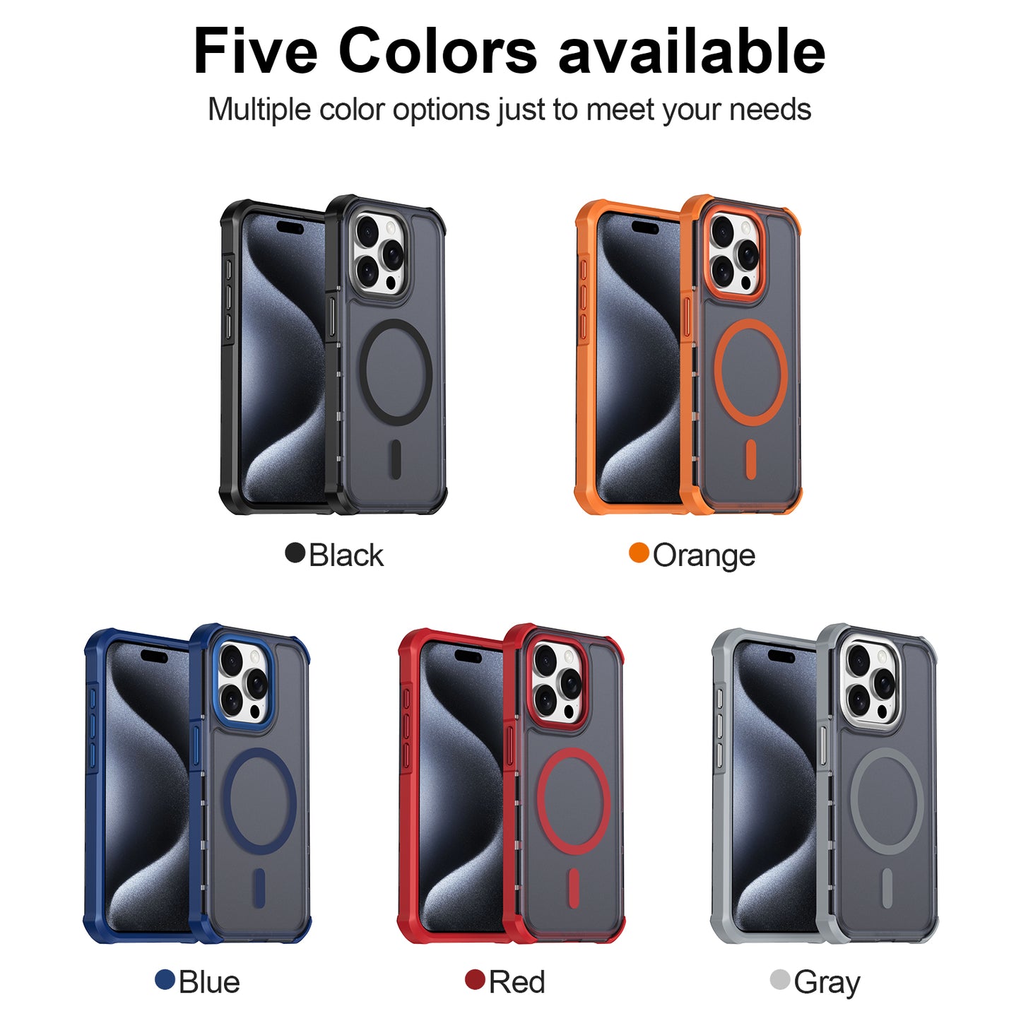 For iPhone 15 Pro Magnetic Case Electroplated Frame Skin-touch TPU+PC Phone Cover