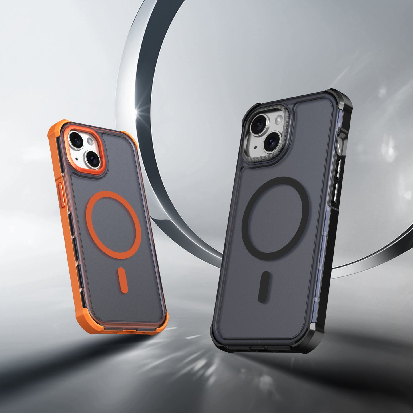 For iPhone 15 Magnetic Case Electroplated Frame Skin-touch TPU+PC Phone Cover