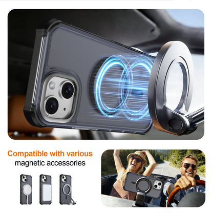 For iPhone 15 Magnetic Case Electroplated Frame Skin-touch TPU+PC Phone Cover