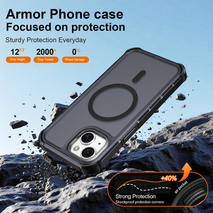 For iPhone 15 Magnetic Case Electroplated Frame Skin-touch TPU+PC Phone Cover