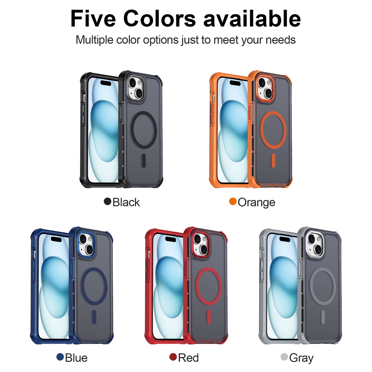 For iPhone 15 Magnetic Case Electroplated Frame Skin-touch TPU+PC Phone Cover