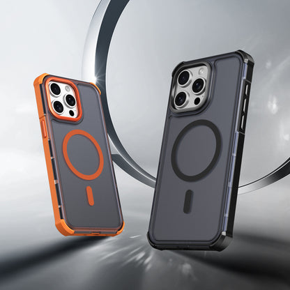For iPhone 15 Pro Max Magnetic Case Electroplated Frame Skin-touch TPU+PC Phone Cover
