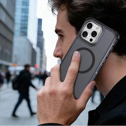 For iPhone 15 Pro Max Magnetic Case Electroplated Frame Skin-touch TPU+PC Phone Cover