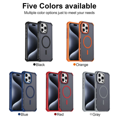 For iPhone 15 Pro Max Magnetic Case Electroplated Frame Skin-touch TPU+PC Phone Cover