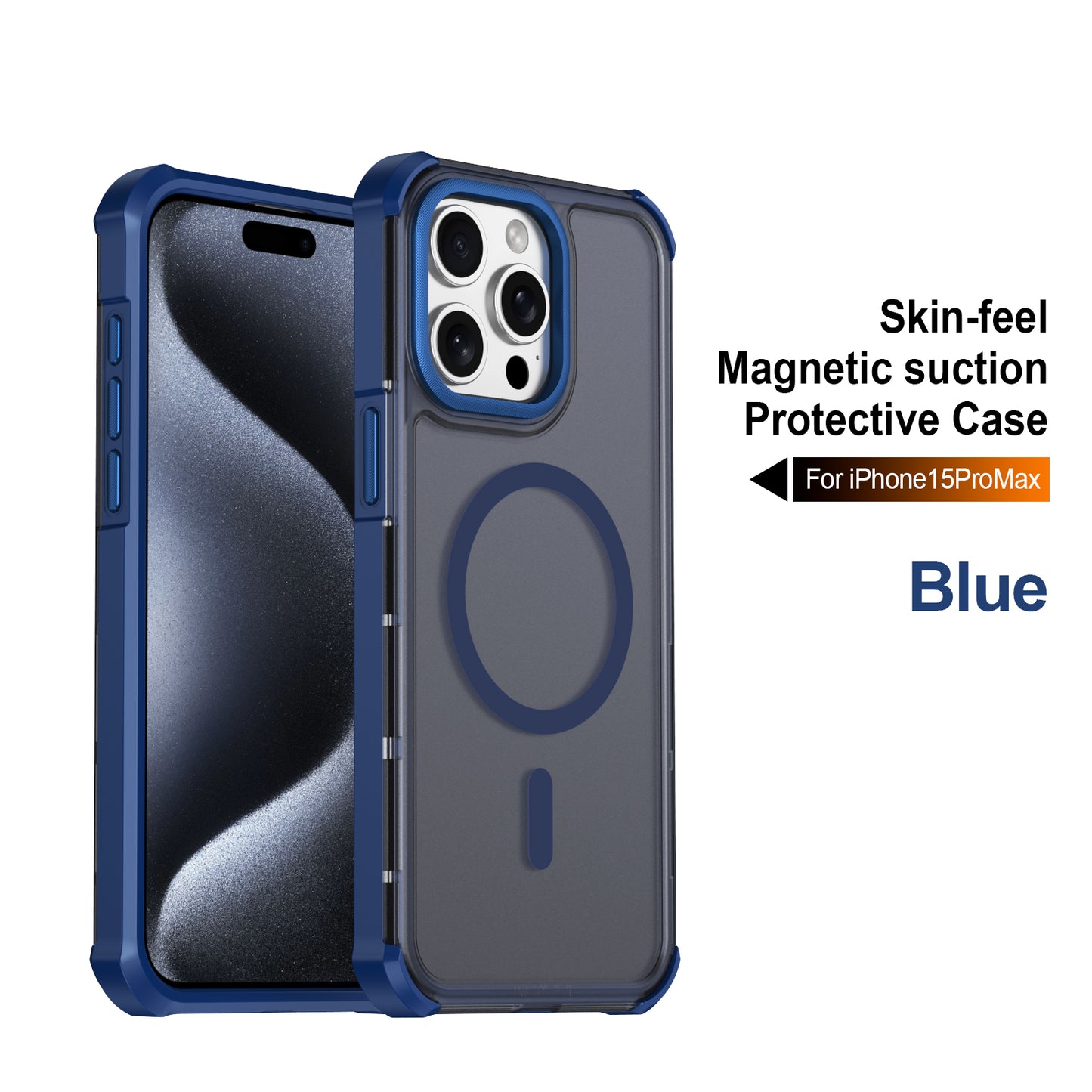 For iPhone 15 Pro Max Magnetic Case Electroplated Frame Skin-touch TPU+PC Phone Cover
