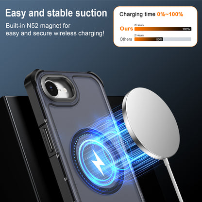 For iPhone 16e / iPhone 17e Magnetic Case Electroplated Frame Skin-touch TPU+PC Phone Cover