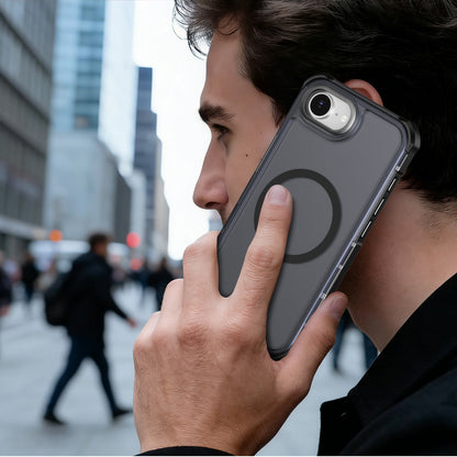 For iPhone 16e / iPhone 17e Magnetic Case Electroplated Frame Skin-touch TPU+PC Phone Cover