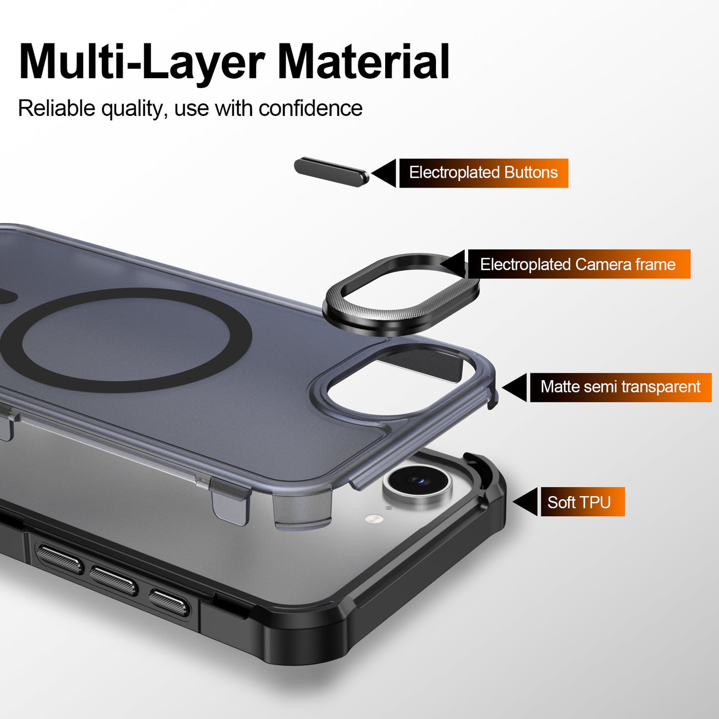For iPhone 16e / iPhone 17e Magnetic Case Electroplated Frame Skin-touch TPU+PC Phone Cover