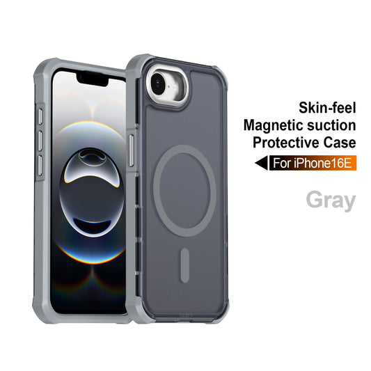 For iPhone 16e / iPhone 17e Magnetic Case Electroplated Frame Skin-touch TPU+PC Phone Cover