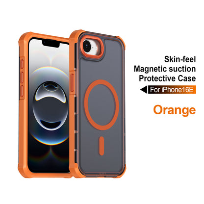 For iPhone 16e / iPhone 17e Magnetic Case Electroplated Frame Skin-touch TPU+PC Phone Cover