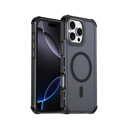 For iPhone 16 Pro Max Magnetic Case Electroplated Frame Skin-touch TPU+PC Phone Cover