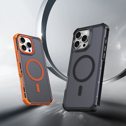 For iPhone 16 Pro Max Magnetic Case Electroplated Frame Skin-touch TPU+PC Phone Cover