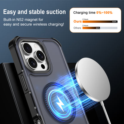 For iPhone 16 Pro Max Magnetic Case Electroplated Frame Skin-touch TPU+PC Phone Cover