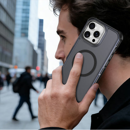 For iPhone 16 Pro Max Magnetic Case Electroplated Frame Skin-touch TPU+PC Phone Cover