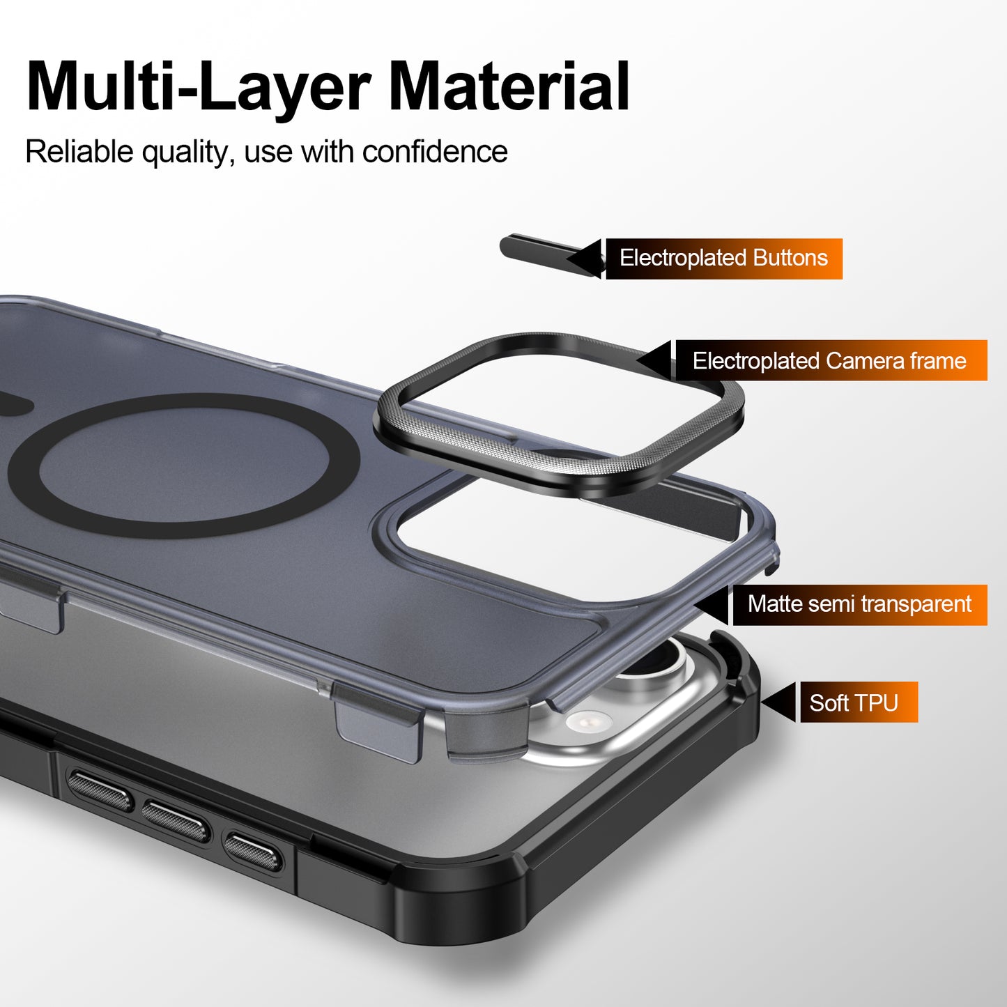 For iPhone 16 Pro Max Magnetic Case Electroplated Frame Skin-touch TPU+PC Phone Cover