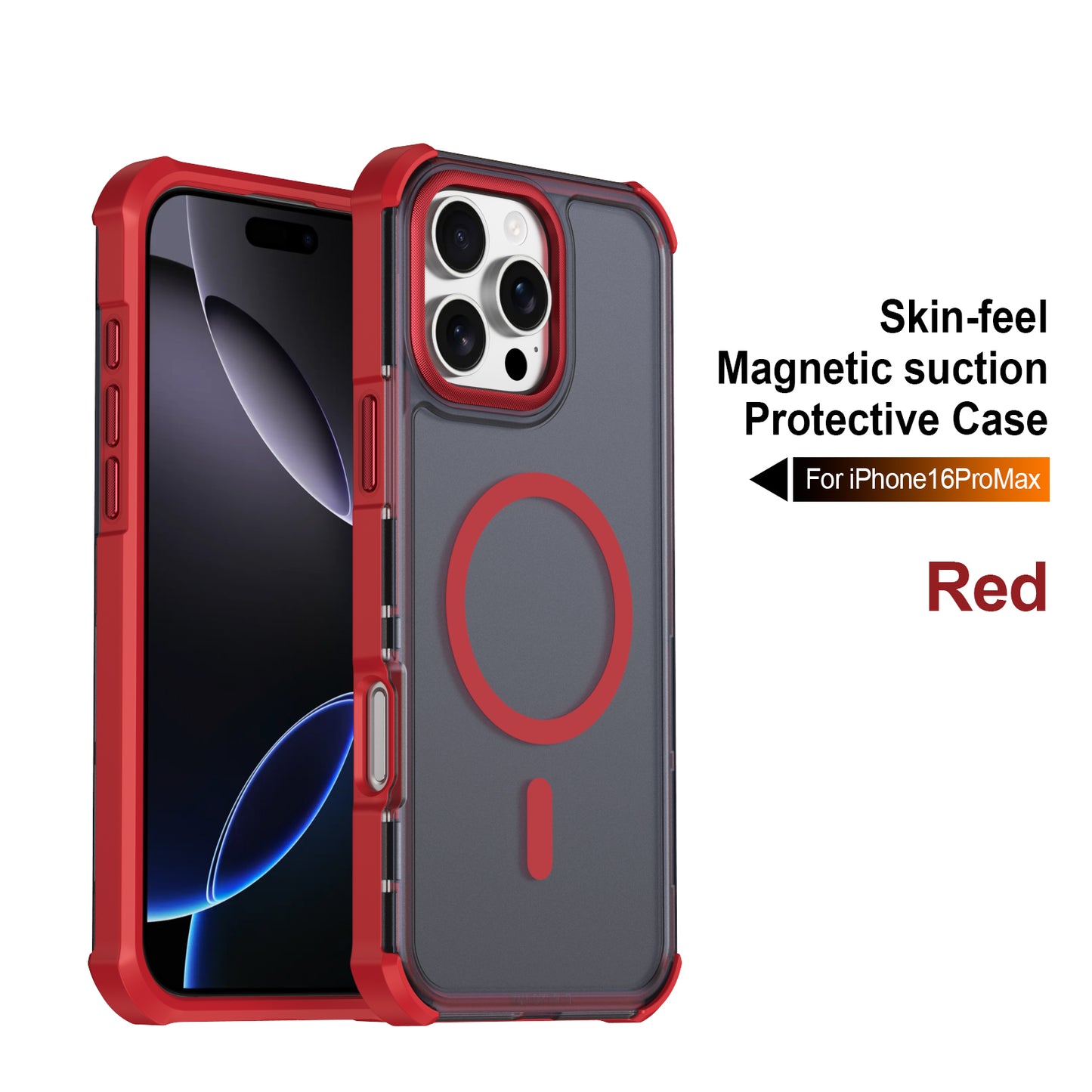 For iPhone 16 Pro Max Magnetic Case Electroplated Frame Skin-touch TPU+PC Phone Cover