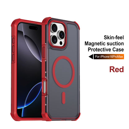 For iPhone 16 Pro Max Magnetic Case Electroplated Frame Skin-touch TPU+PC Phone Cover