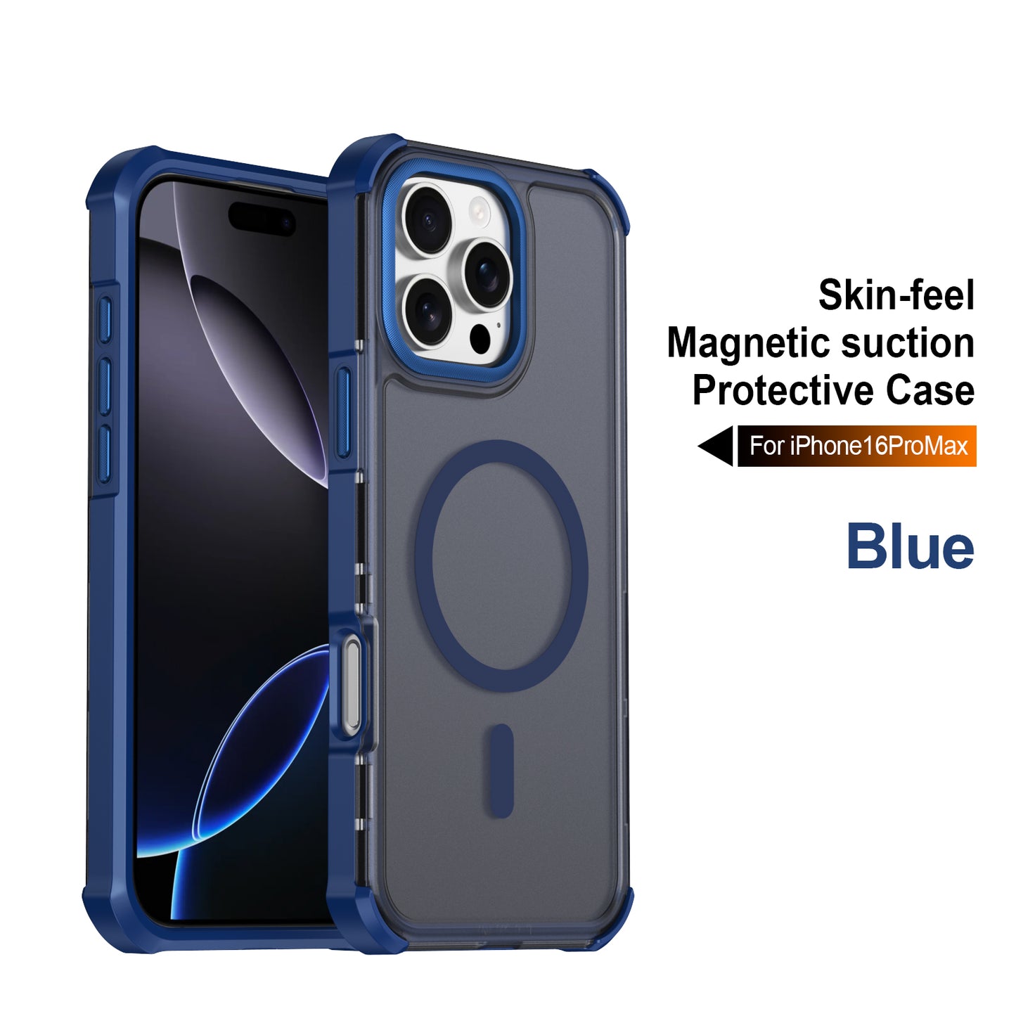 For iPhone 16 Pro Max Magnetic Case Electroplated Frame Skin-touch TPU+PC Phone Cover