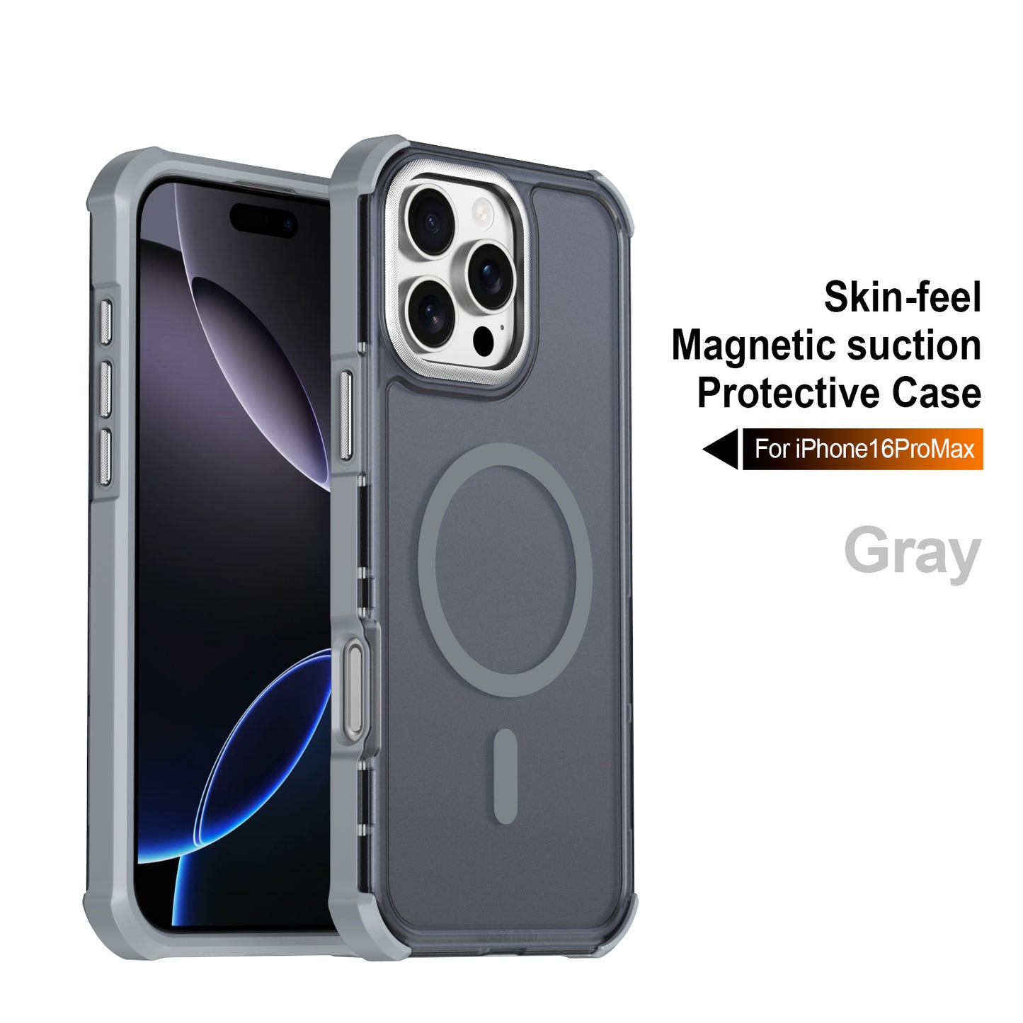 For iPhone 16 Pro Max Magnetic Case Electroplated Frame Skin-touch TPU+PC Phone Cover