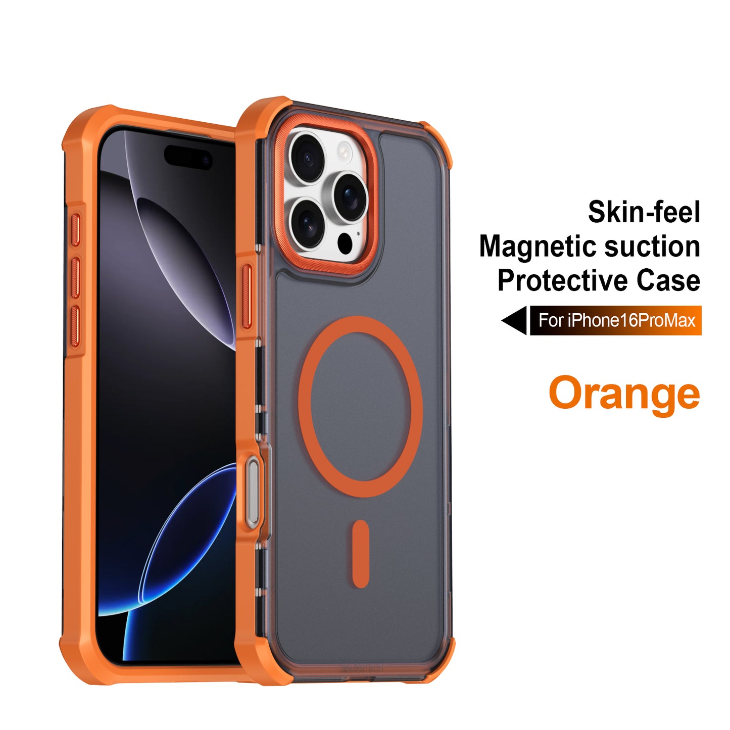For iPhone 16 Pro Max Magnetic Case Electroplated Frame Skin-touch TPU+PC Phone Cover