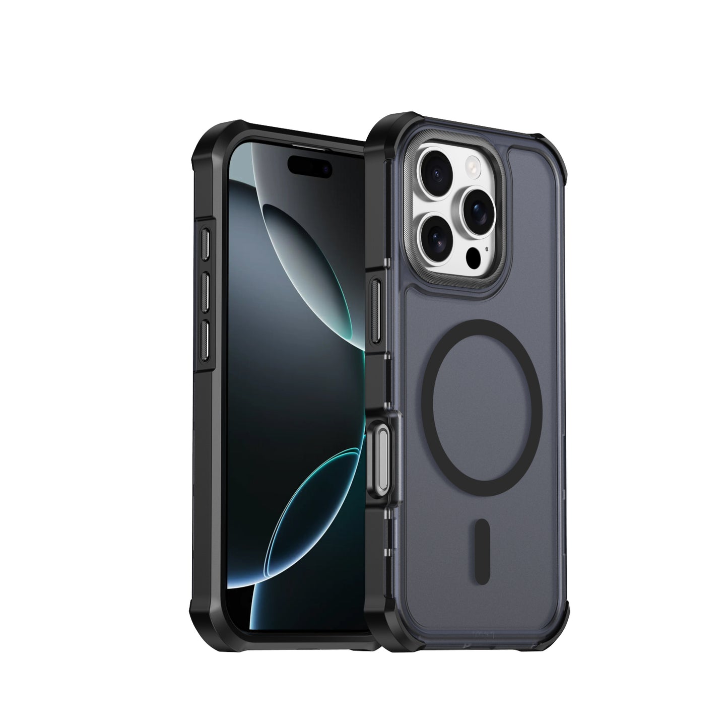 For iPhone 16 Pro Magnetic Case Electroplated Frame Skin-touch TPU+PC Phone Cover