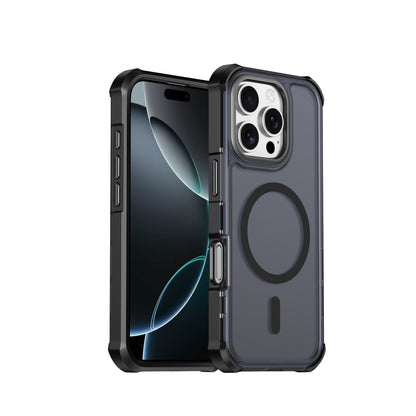 For iPhone 16 Pro Magnetic Case Electroplated Frame Skin-touch TPU+PC Phone Cover