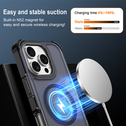 For iPhone 16 Pro Magnetic Case Electroplated Frame Skin-touch TPU+PC Phone Cover