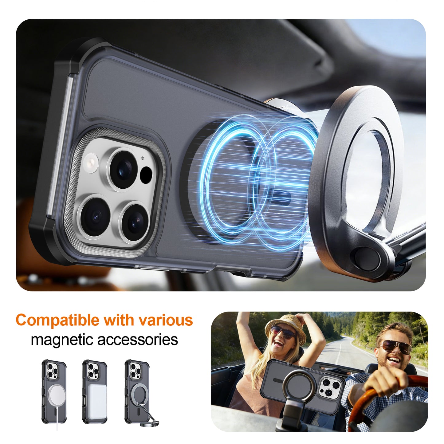 For iPhone 16 Pro Magnetic Case Electroplated Frame Skin-touch TPU+PC Phone Cover
