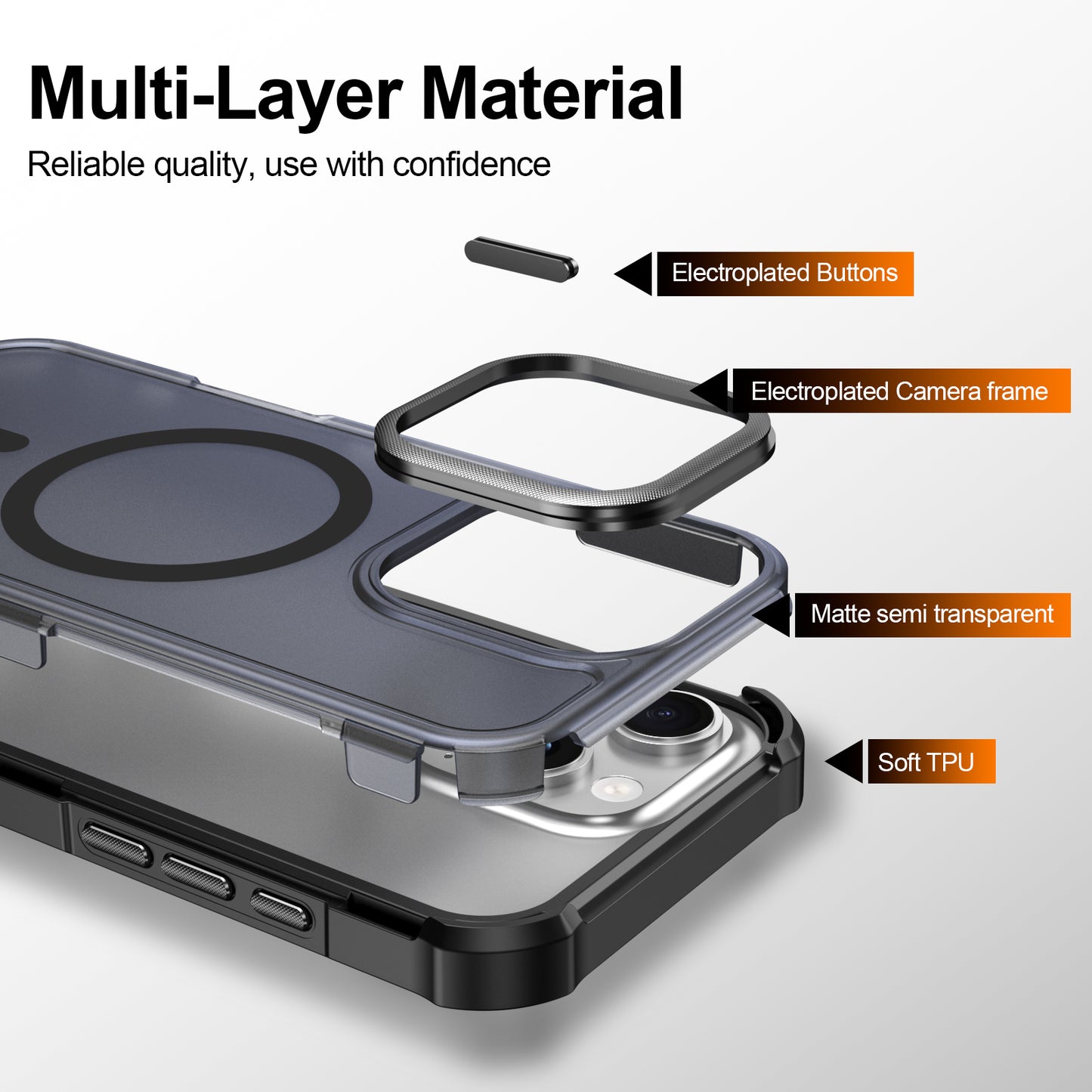 For iPhone 16 Pro Magnetic Case Electroplated Frame Skin-touch TPU+PC Phone Cover