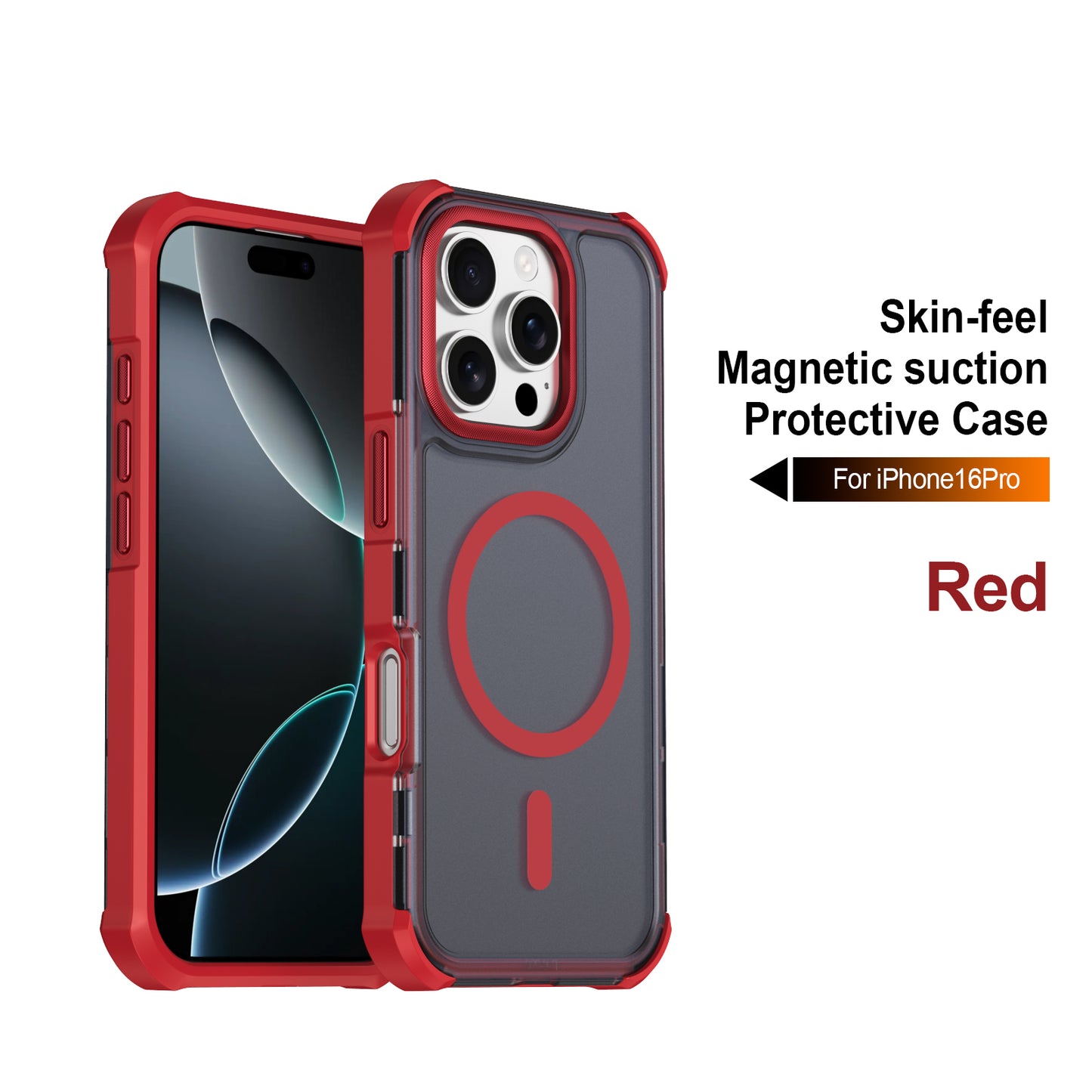 For iPhone 16 Pro Magnetic Case Electroplated Frame Skin-touch TPU+PC Phone Cover