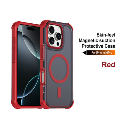 For iPhone 16 Pro Magnetic Case Electroplated Frame Skin-touch TPU+PC Phone Cover