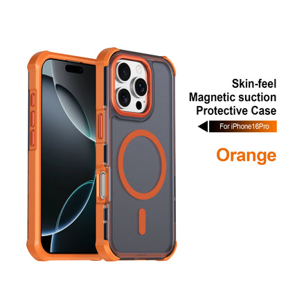 For iPhone 16 Pro Magnetic Case Electroplated Frame Skin-touch TPU+PC Phone Cover