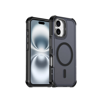 For iPhone 16 Magnetic Case Electroplated Frame Skin-touch TPU+PC Phone Cover