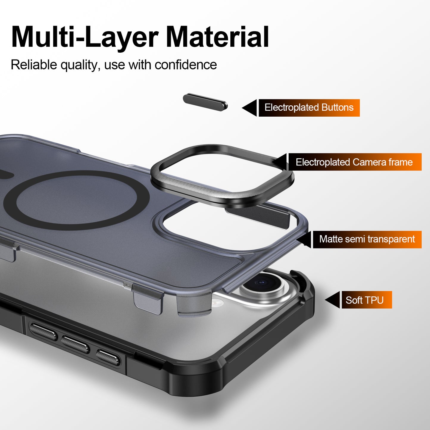 For iPhone 16 Magnetic Case Electroplated Frame Skin-touch TPU+PC Phone Cover