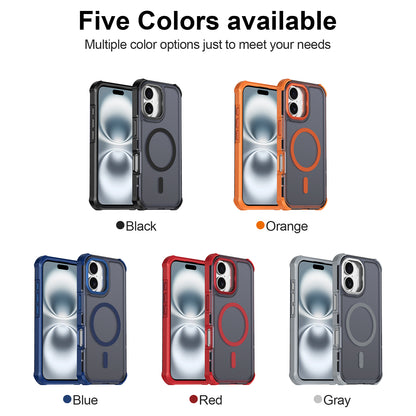 For iPhone 16 Magnetic Case Electroplated Frame Skin-touch TPU+PC Phone Cover