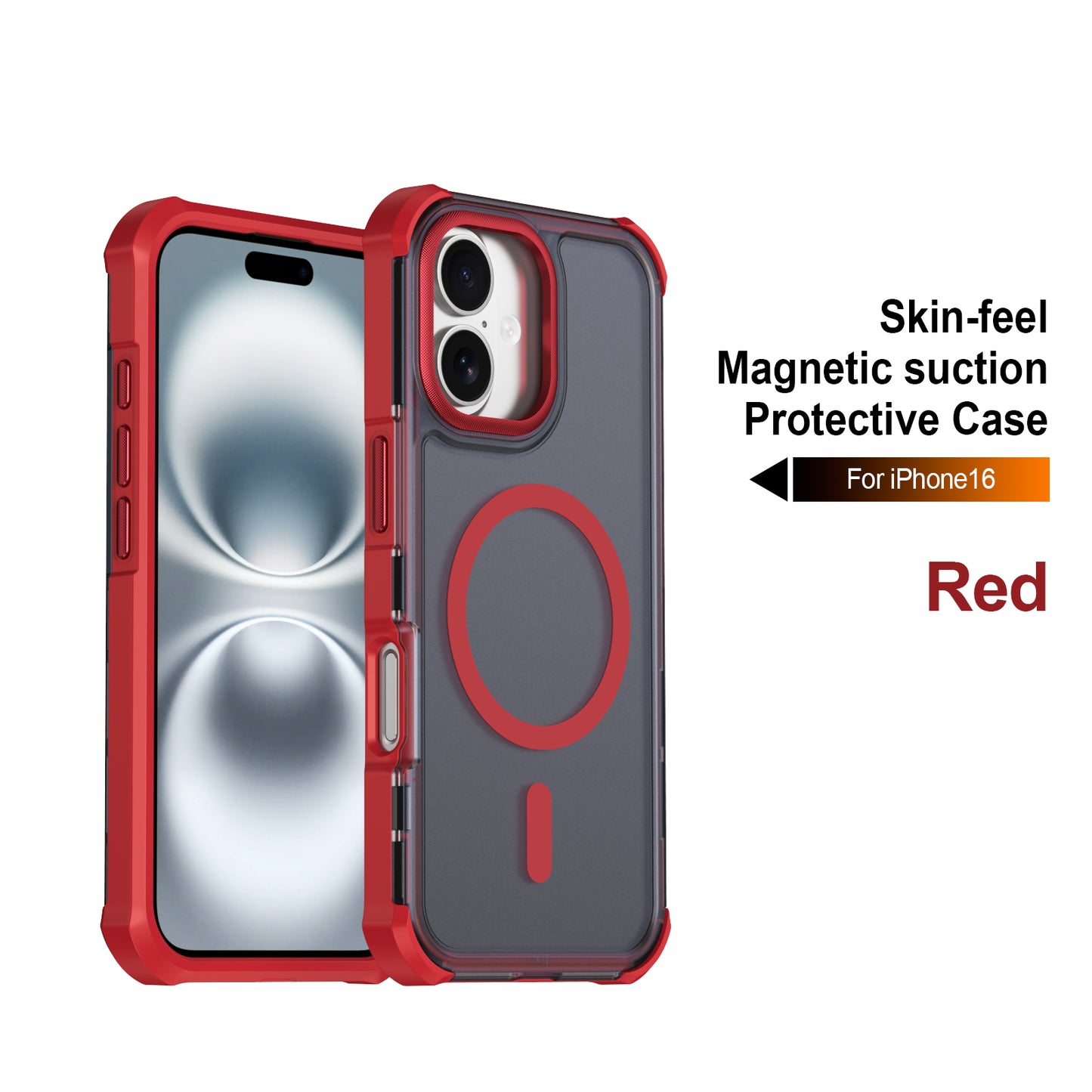 For iPhone 16 Magnetic Case Electroplated Frame Skin-touch TPU+PC Phone Cover