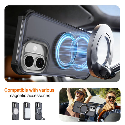 For iPhone 17 Magnetic Case Electroplated Frame Skin-touch TPU+PC Phone Cover