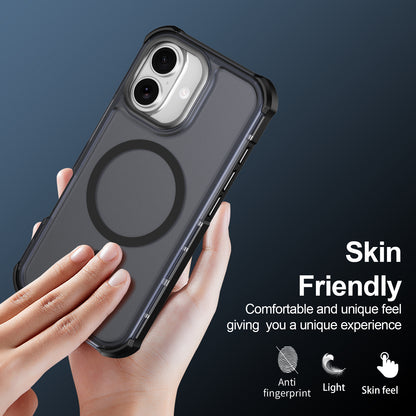 For iPhone 17 Magnetic Case Electroplated Frame Skin-touch TPU+PC Phone Cover
